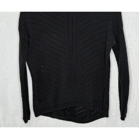 prAna Parker Perforated Crochet Open Knit Sweater Black Size XS Organic Cotton - Picture 7 of 16